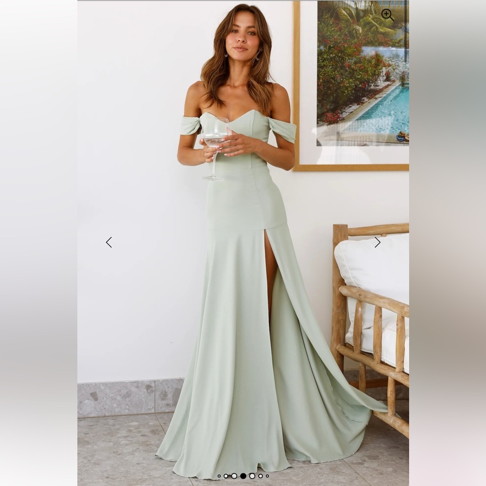 Dear Emilia Blushing Cinderella Maxi Dress Sage / Strapless Mint Green Gown